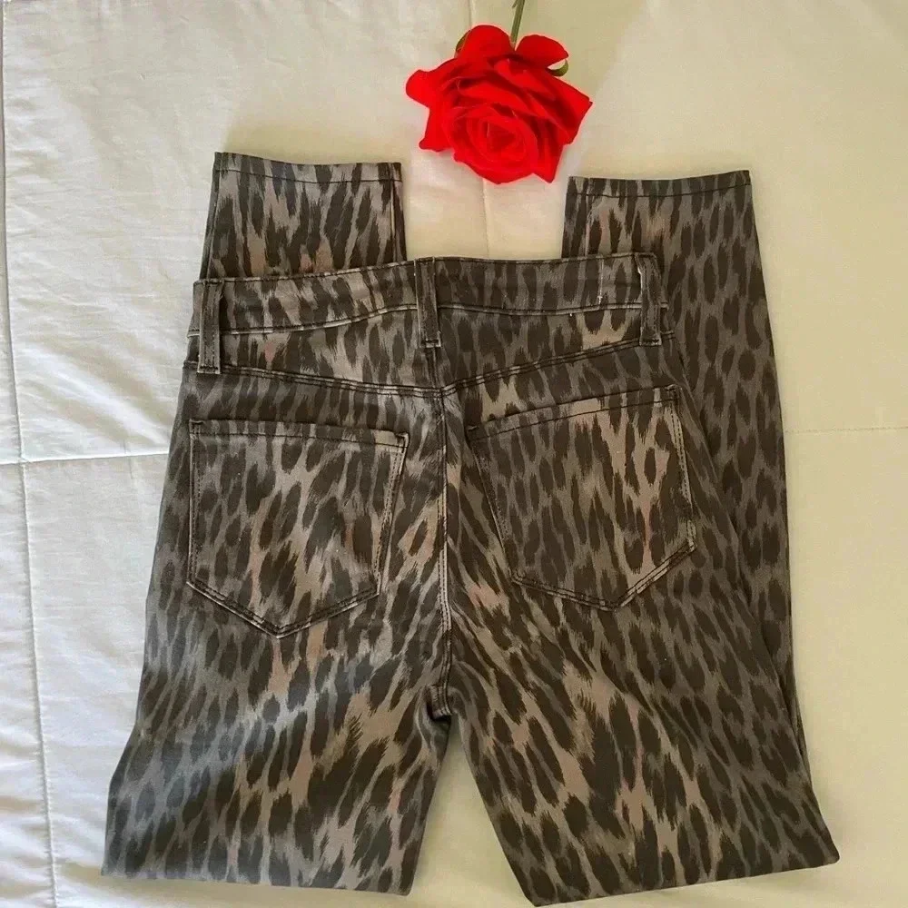L’AGENCE leopard skinny denim